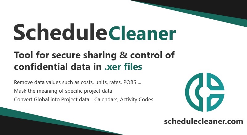 ScheduleCleaner is software solution tool, P6 schedules cleaner, XER project files cleaner and Pobs Data cleaner